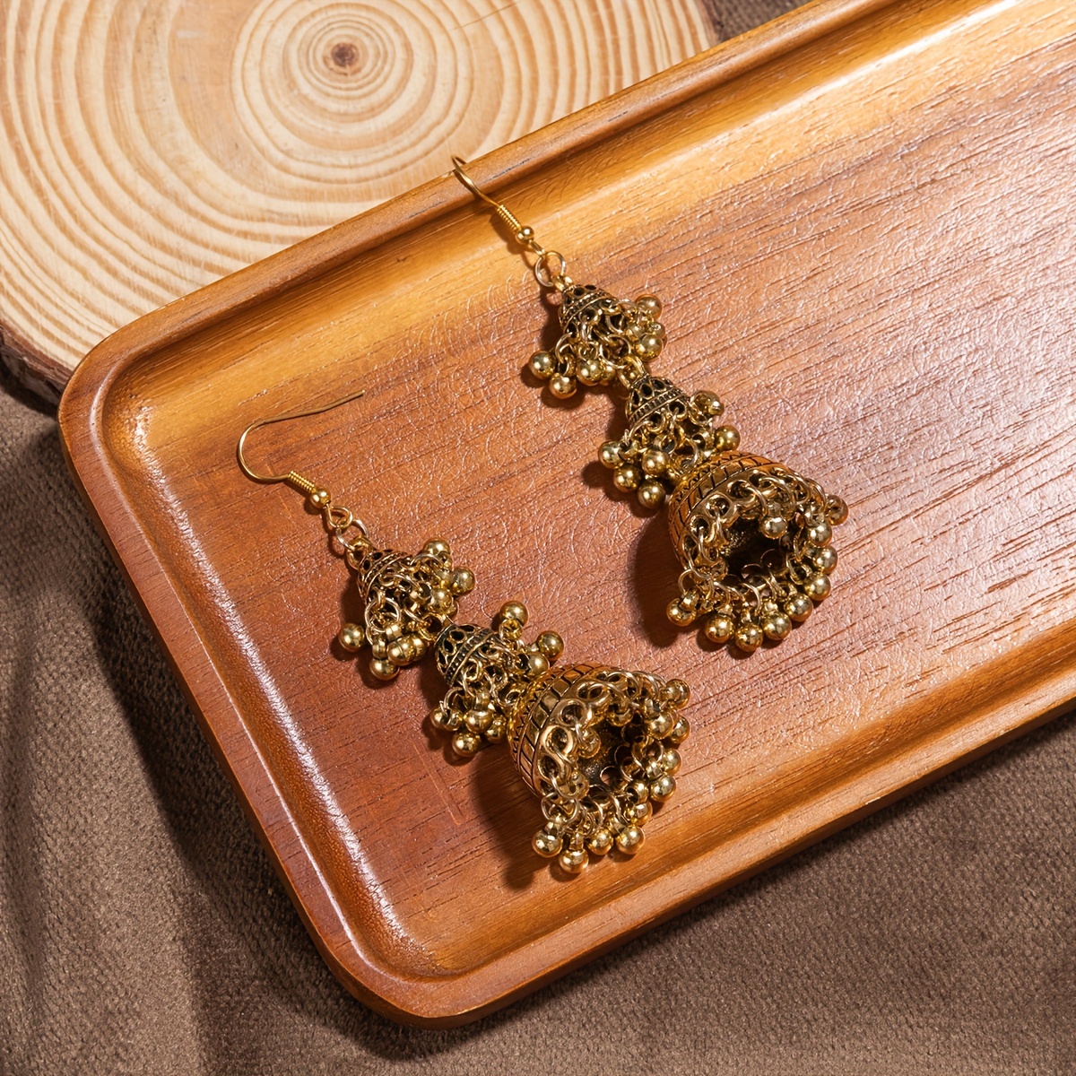 Women's Retro Ethnic Long Stud Bell Earrings, Daily Party Wear